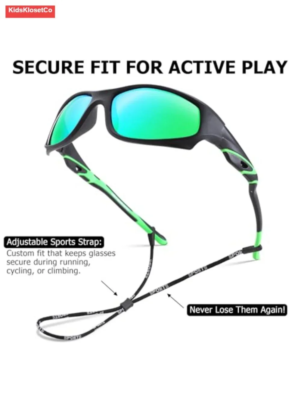 Unbreakable Flexible Polarized Youth Sports Sunglasses with Strap for Boys Girls